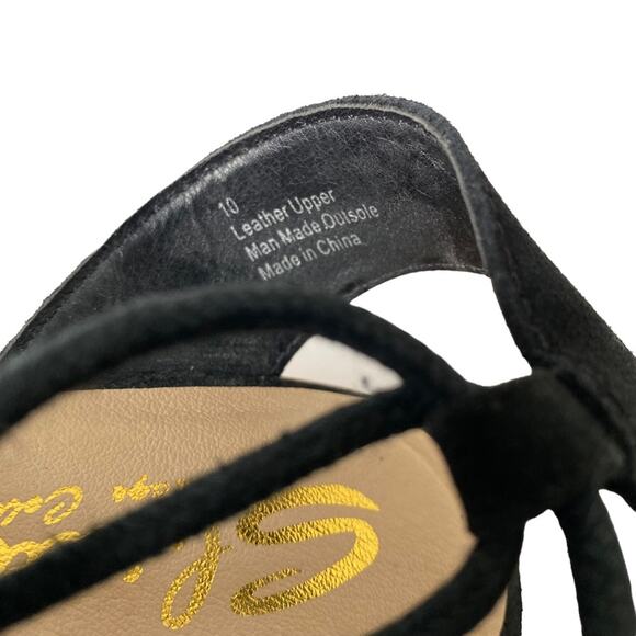 Sbicca Staycation Black Suede Ankle Lace Up Platform Wedge Sandal size 10 - Picture 9 of 11